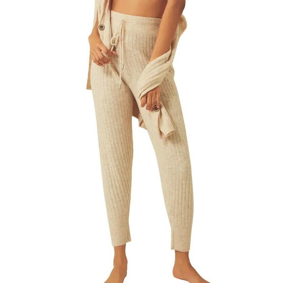 Free People Pants - NWT Free People Around the Clock Knit Joggers Oatmeal Tan Size S